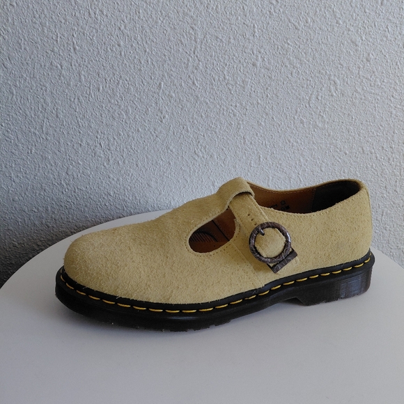 Neob Dr.Martens T-Bar Yellow Napped Suede Mary Jane Loafers - Picture 1 of 12